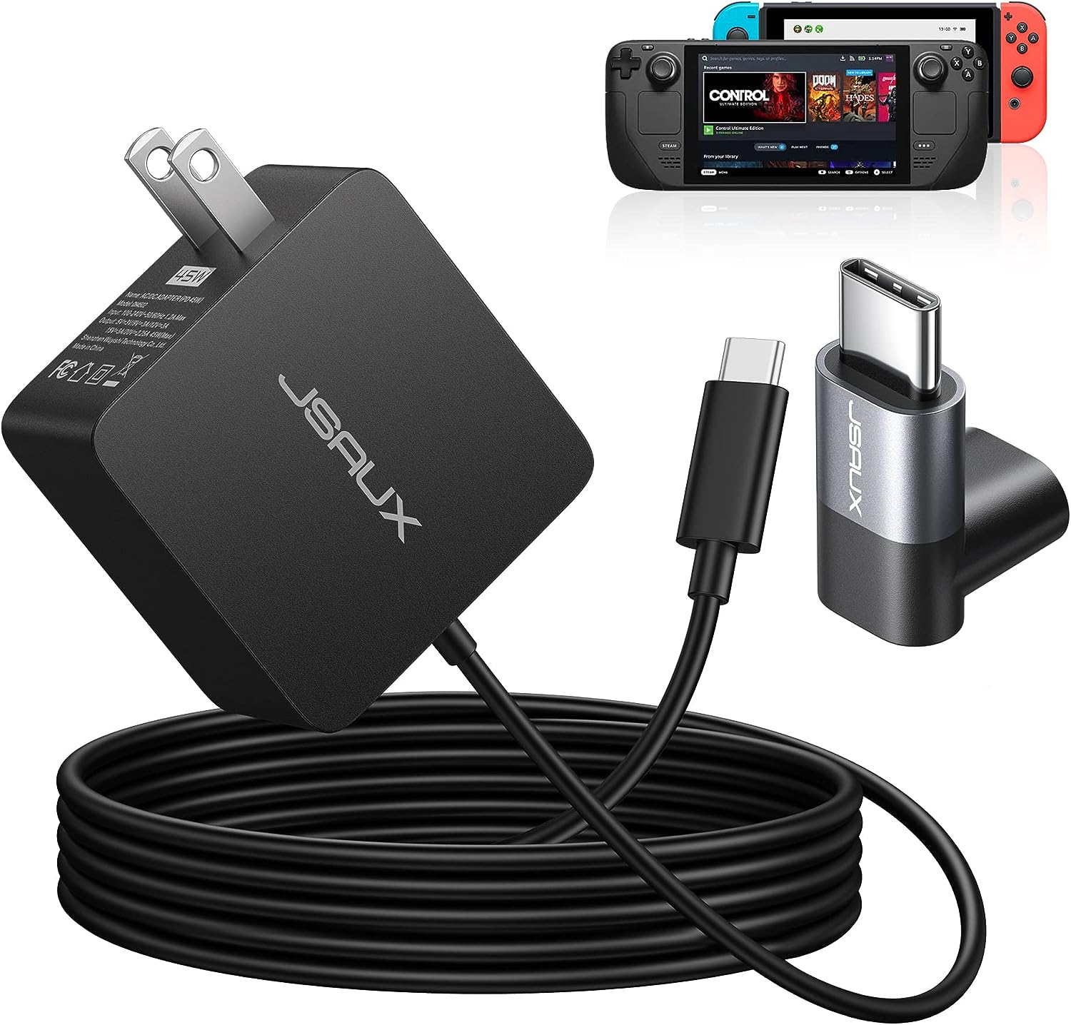 Cargador USB C – 45 W JSAUX – SteamDeck – Nintendo Switch - IGAMING