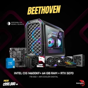 PC IGAMING BEETHOVEN - i5 14600KF - RTX-5070 12GB - 64GB - 1TB SSD - WC - ANTEC DARKCUBE