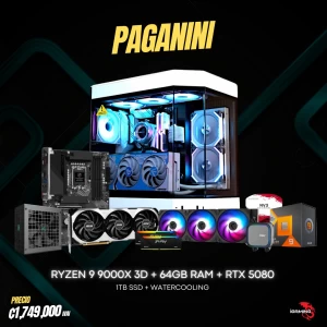 PC IGAMING PAGANINI 9800 X3D - RTX-5080 - 64GB - 1TB SSD - WC - Hyte Y60