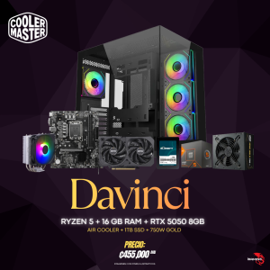 POWERED BY COOLER MASTER - PC Davinci - Ryzen 5 - RTX-5050 8GB - 16GB RAM - 1TB SSD
