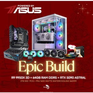 POWERED BY ASUS – Pc Gaming Epic Build - RYZEN 9 9950 X3D – RTX-5090 – 64GB – 1TB SSD