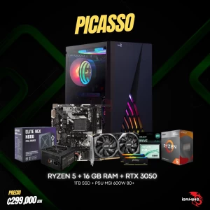 PC IGAMING PICASSO  - Ryzen 5 5500 - RTX 3050 - 16GB - 512GB SSD - Aerocool