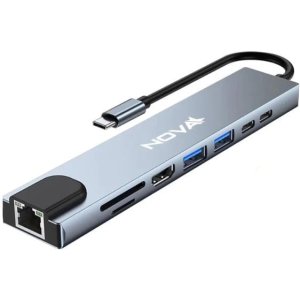 HUB USB NOVA USB-C A 2xUSB 3.0 - 2xUSBC - RJ45 - TF - MICROSD - HDMI