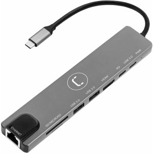 ADAPTADOR HUB UNNO USB-C A 2xUSB-A - 1xUSB-C - HDMI - MICRO-SD - PD - RJ45